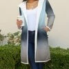 Lily | Gray & Aqua Ombré Hooded Sherpa Overcoat - Plus