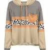 Lily | Orange & Beige Leopard Stripe Chest-Pocket Hoodie - Plus