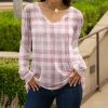 Lily | Rose & White Buffalo Check Long-Sleeve V-Neck Tunic - Women & Plus