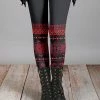 Lily | Black & Red Geometric Leggings - Plus