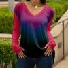 Lily | Pink & Black Ombré Long-Sleeve V-Neck Tunic - Plus