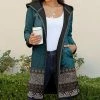 Lily | Blue & Gray Rose Tapestry Sherpa-Lined Hooded Jacket - Women & Plus