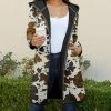 Lily | Brown & Black Cow-Print Hooded Pocket Open Jacket - Plus