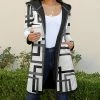 Lily | White & Black Square Hooded Pocket Open Jacket - Women