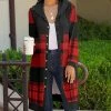 Lily | Red & Black Plaid Hooded Cardigan - Plus