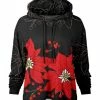 Lily | Black & Red Poinsettia Pocket-Accent Hoodie - Women