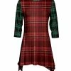 Lily | Red & Green Tartan Color Block Sidetail Tunic - Plus