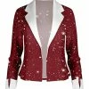 Lily | Red & White Starburst Notch Lapel Cuffed Blazer - Women