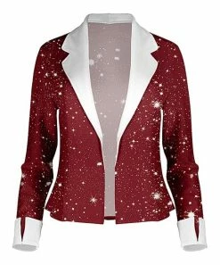 Lily | Red & White Starburst Notch Lapel Cuffed Blazer - Women