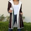 Lily | Red & Green Stripe Hooded Sherpa Coat - Women