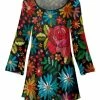 Lily | Black Floral Long-Sleeve Tunic - Women & Plus