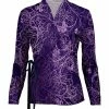 Lily | Purple & Lavender Scrollwork Side-Tie Velvet Wrap Top - Women