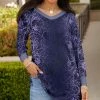 Lily | Purple & Lavender Floral V-Neck Long-Sleeve Tunic - Plus