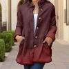 Lily | Burgundy & Red Gradient Pocket Button-Up Coat - Plus