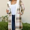 Lily | White & Olive Plaid Sherpa Hooded Button-Front Coat - Women