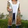 Lily | Gold & Aqua Lace-Print Pocket Hooded Sherpa Coat - Women