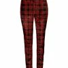 Lily | Red & Black Plaid Velvet Leggings - Plus