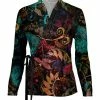 Lily | Mauve & Turquoise Floral Side-Tie Velvet Wrap Top - Women