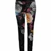 Lily | Black & Pink Floral Velvet Leggings - Plus