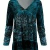 Lily | Teal & Black Floral V-Neck Velvet Tiered Tunic - Women