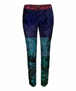 Lily | Teal & Blue Floral Velvet Leggings - Plus