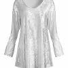 Lily | White Velvet Flare-Hem V-Neck Tunic - Plus
