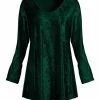 Lily | Green Velvet Flare-Hem V-Neck Tunic - Plus