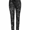 Lily | Black & Gray Filigree Velvet Leggings - Women