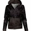 Lily | Black & Charcoal Floral Kangaroo-Pocket Zip-Up Hoodie - Women