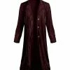 Lily | Dark Wine Button-Up Velvet Duster - Plus