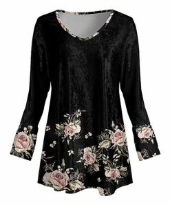 Lily | Black & Pink Floral Long-Sleeve Tunic - Women