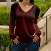 Lily | Burgundy & Black Abstract Long-Sleeve V-Neck Tunic - Women