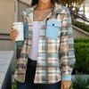 Lily | Turquoise & Beige Plaid Sherpa-Lined Shacket - Women