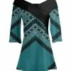 Lily | Teal & Black Fair Isle Off-Shoulder Tunic - Plus