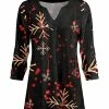 Lily | Black & Red Snowflakes Notch Neck Velvet Tunic - Women
