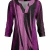 Lily | Black & Purple Abstract Notch Neck Velvet Tunic - Women