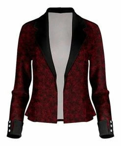 Lily | Black & Red Abstract Open Blazer - Plus