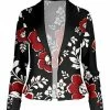 Lily | Black & Red Floral Open Blazer - Women
