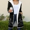 Lily | Black & White Ivy Pocket Sherpa Hooded Jacket - Women