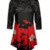 Lily | Black & Red Poinsettia Curved-Hem Tunic - Plus