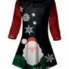 Lily | Black & Red Snowflake Santa Three-Quarter Sleeve Tunic - Plus