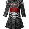 Lily | Gray & Red Animal-Print Three-Quarter Sleeve Tunic - Plus
