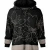 Lily | Black & Gray Floral Pocket Sidetail Hoodie - Women