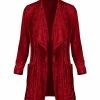 Lily | Red Drape Pocket Velvet Open Cardigan - Plus