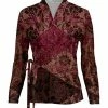 Lily | Mauve & Brown Floral Velvet Wrap Top - Plus