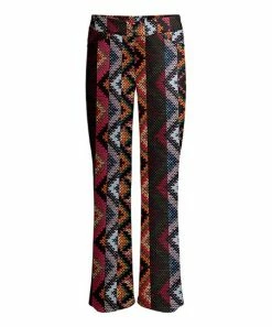 Lily | Orange & Blue Chevron Knit-Print Pull-On Pants - Women