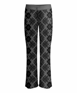 Lily | Black & Gray Geometric Pull-On Pants - Women