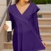 Lily | Purple Long-Sleeve Surplice Tunic - Women & Plus