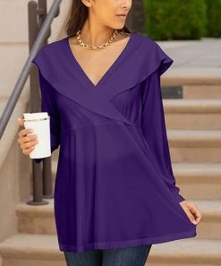 Lily | Purple Long-Sleeve Surplice Tunic - Women & Plus
