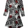 Lily | Black & Red Floral Boatneck A-Line Tunic - Women